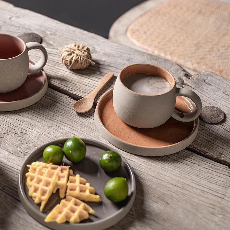 Caneca de Porcelana Com Pires - Moderna Decoração