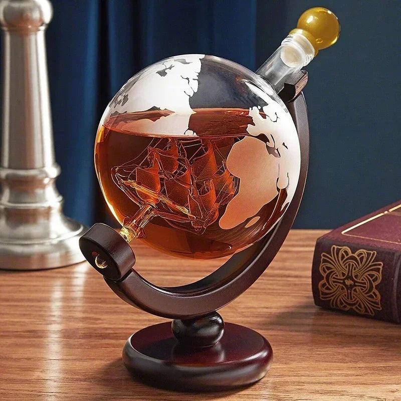 Decanter de Vidro em Forma de Globo para Whisky - Moderna Decoração