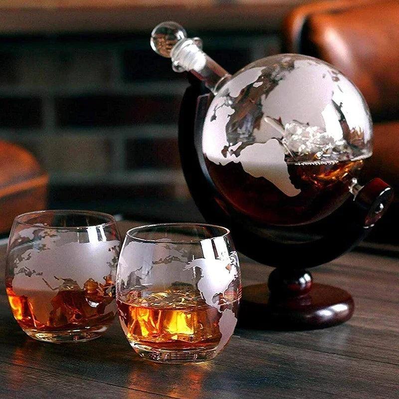 Decanter de Vidro em Forma de Globo para Whisky - Moderna Decoração