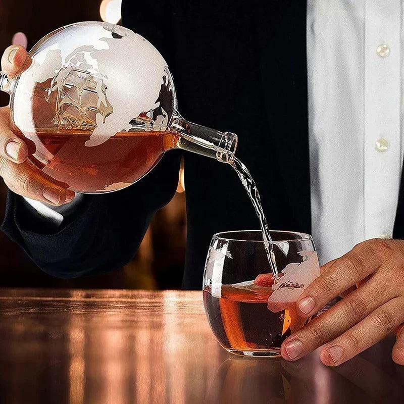 Decanter de Vidro em Forma de Globo para Whisky - Moderna Decoração