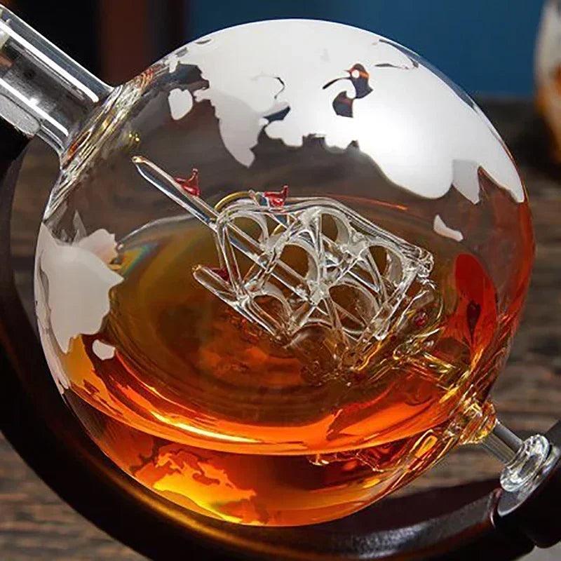 Decanter de Vidro em Forma de Globo para Whisky - Moderna Decoração