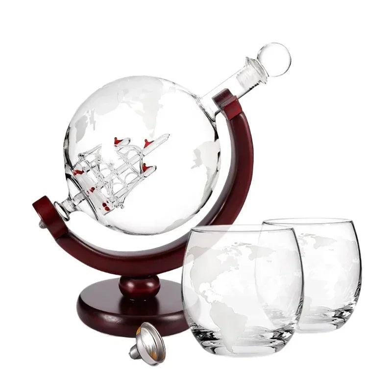 Decanter de Vidro em Forma de Globo para Whisky - Moderna Decoração