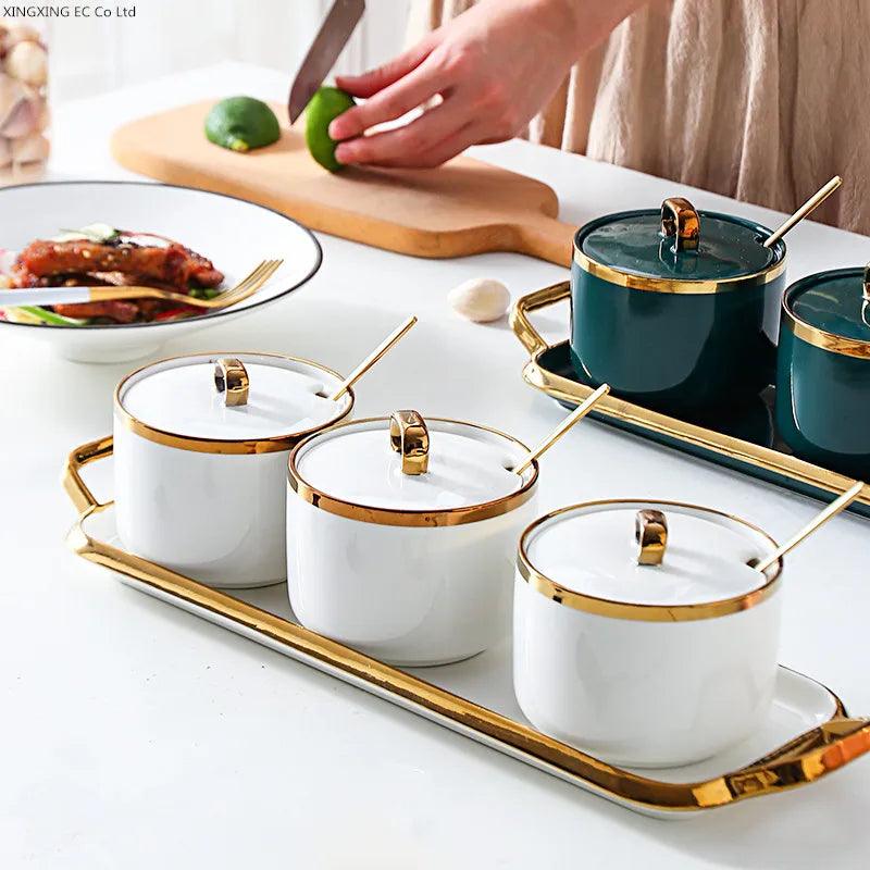 Kit 4pcs Porta Condimentos em Porcelana - Moderna Decoração