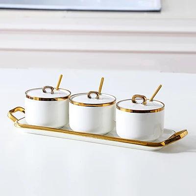 Kit 4pcs Porta Condimentos em Porcelana - Moderna Decoração