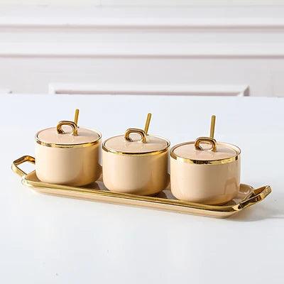 Kit 4pcs Porta Condimentos em Porcelana - Moderna Decoração