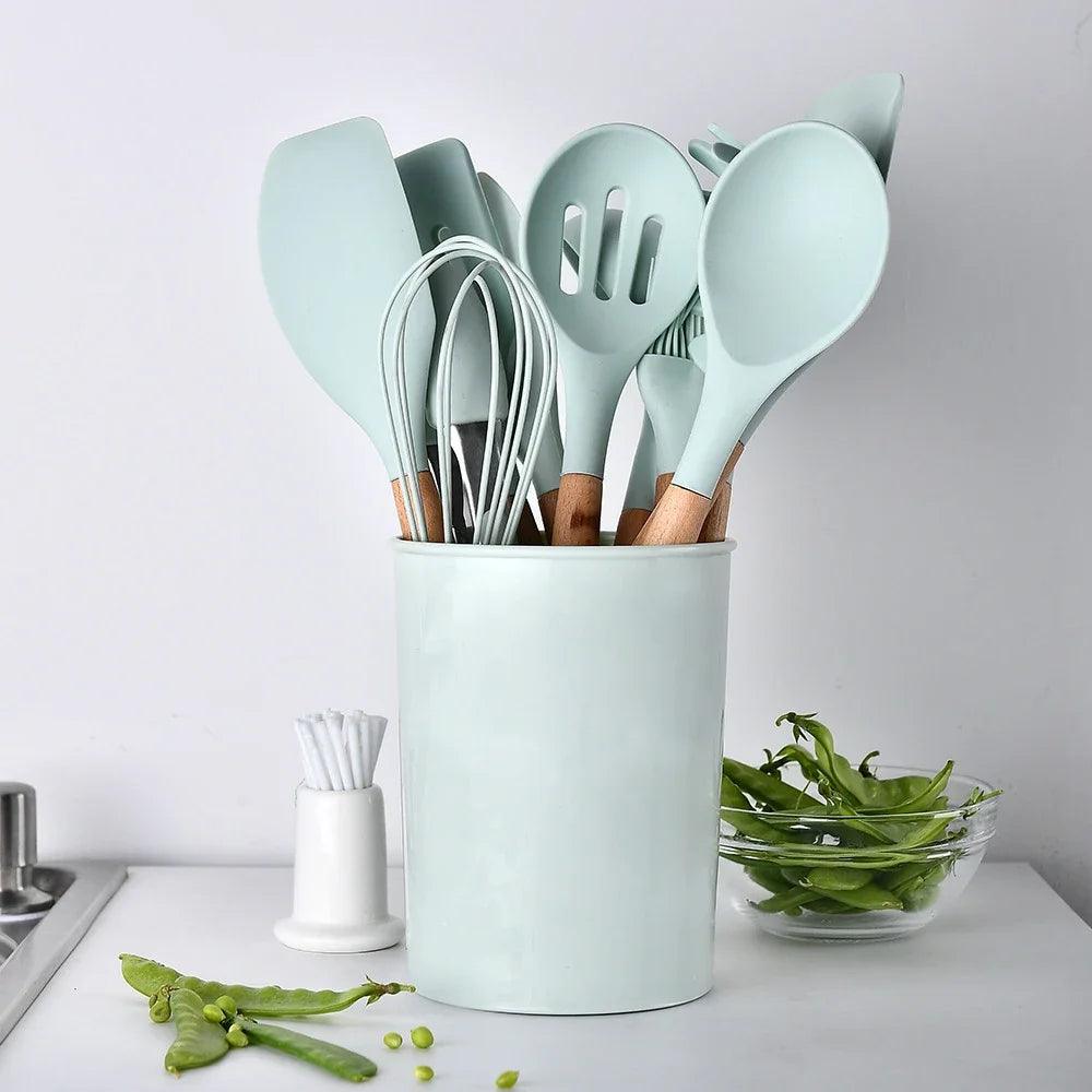 Kit de Utensílios de Silicone Premium - Moderna Decoração