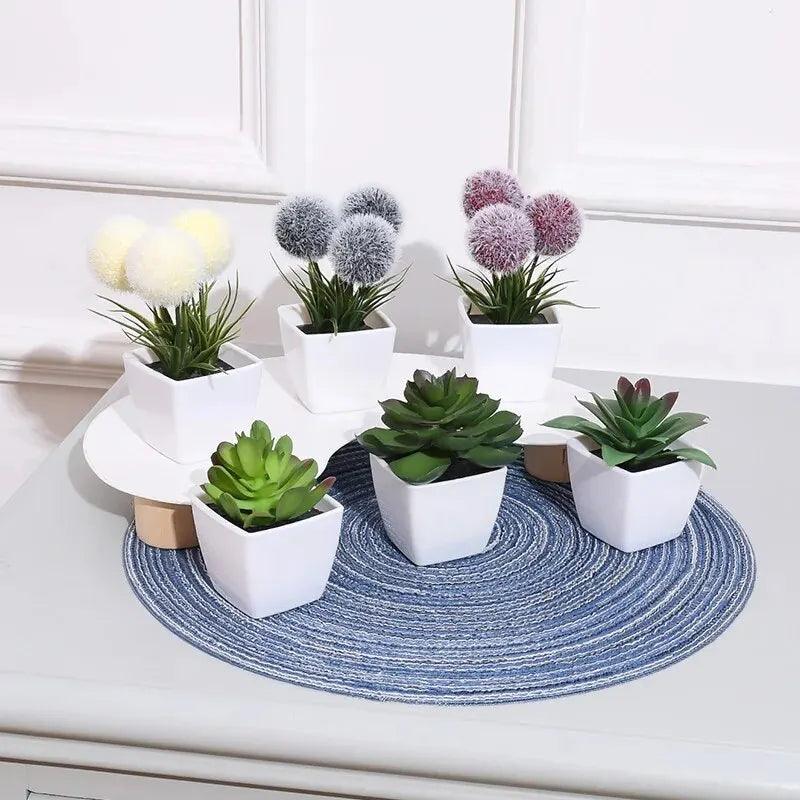 Mini Planta Artificial Bonsai Conjunto com 6 Peças - Moderna Decoração