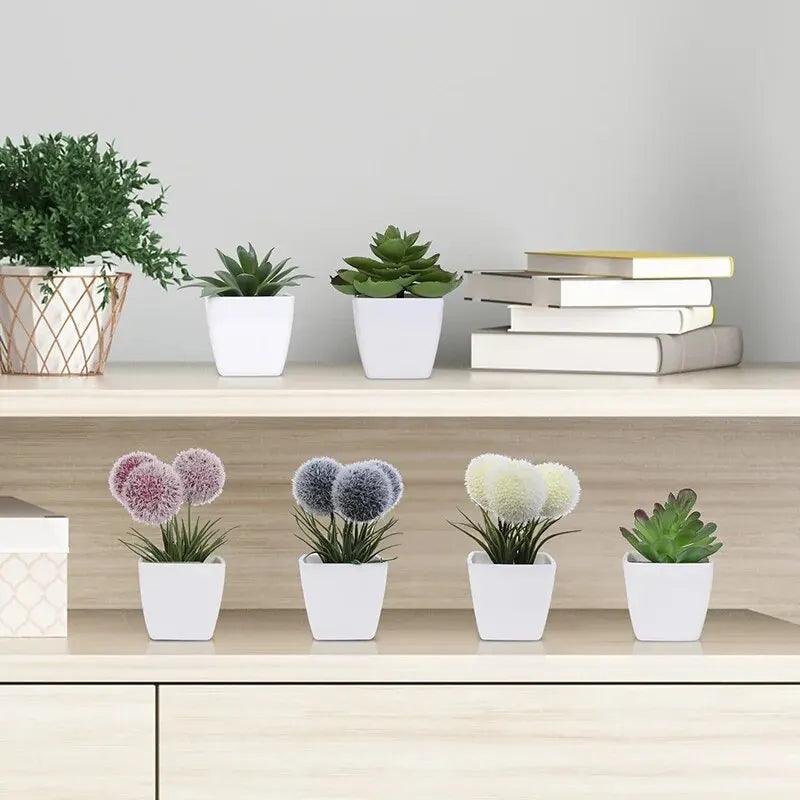 Mini Planta Artificial Bonsai Conjunto com 6 Peças - Moderna Decoração