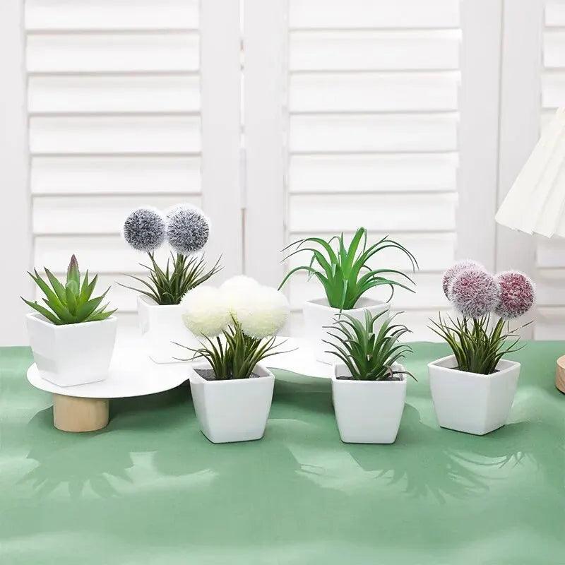 Mini Planta Artificial Bonsai Conjunto com 6 Peças - Moderna Decoração