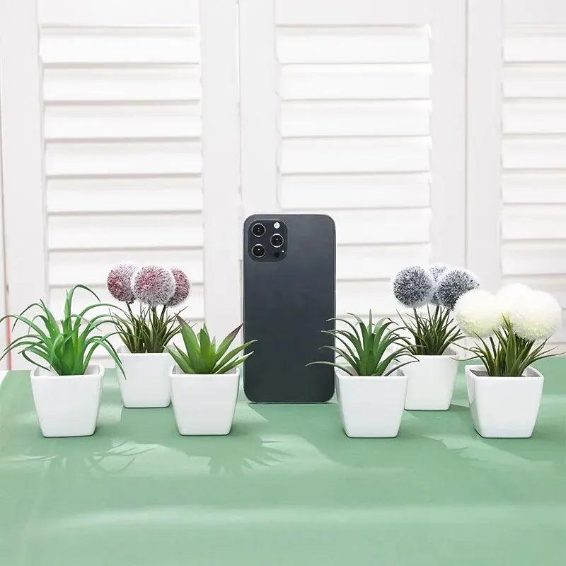 Mini Planta Artificial Bonsai Conjunto com 6 Peças - Moderna Decoração