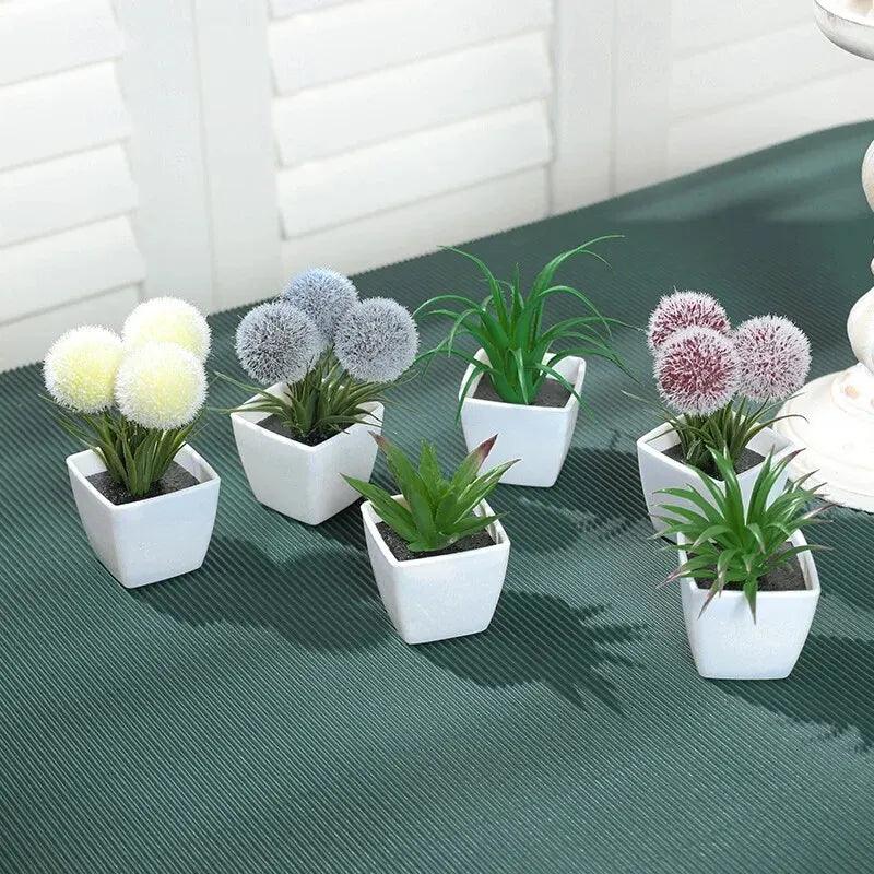 Mini Planta Artificial Bonsai Conjunto com 6 Peças - Moderna Decoração