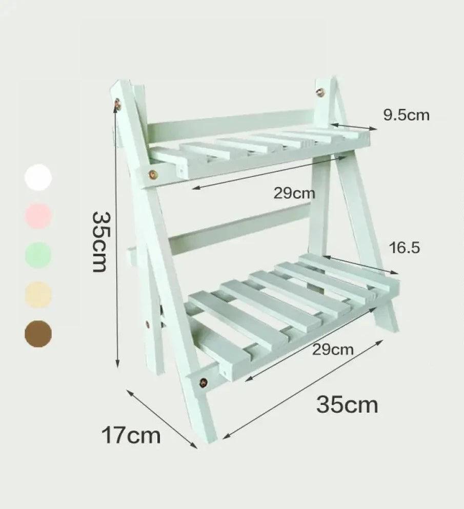 Prateleira Dobrável De Madeira Dupla Camada - Moderna Decoração