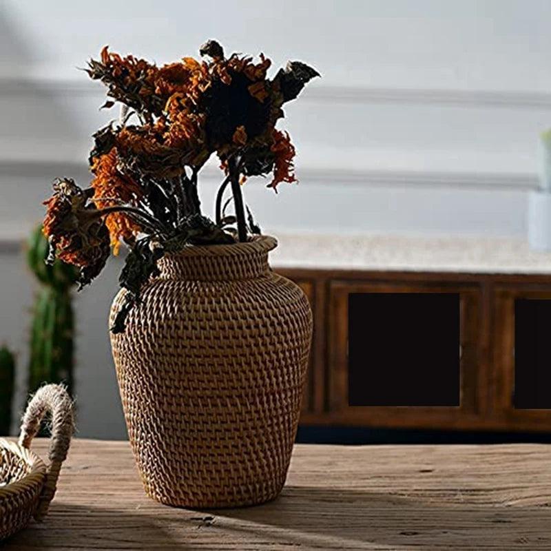 Vaso de Flores Decoração de Rattan - Moderna Decoração